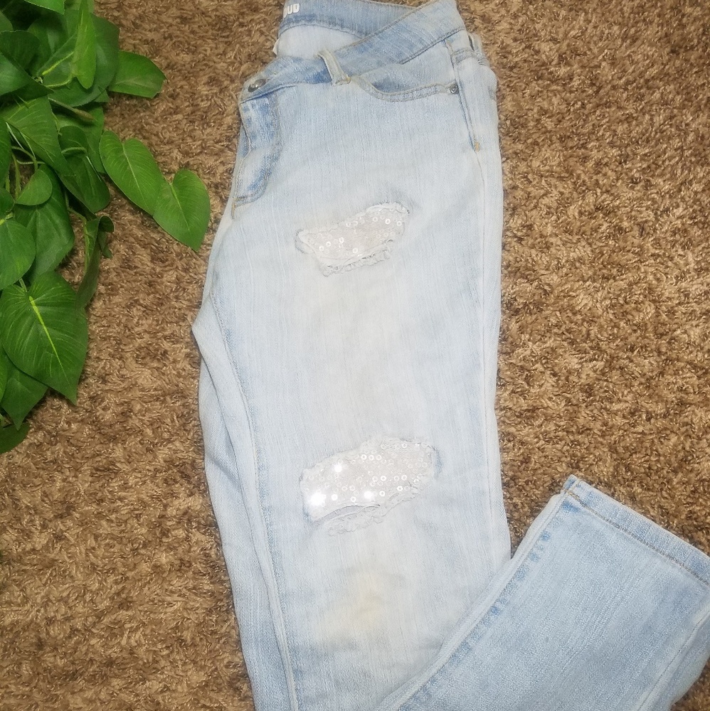 Distressed Light Denim Skinny Jeans